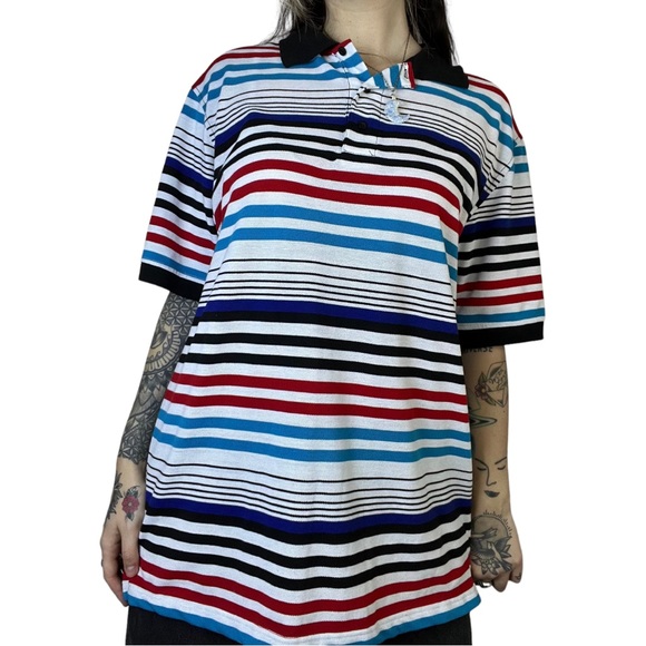 Brooklyn State Colorful Striped Shirt • Size Large/XL 🌈🖤 - Picture 3 of 6